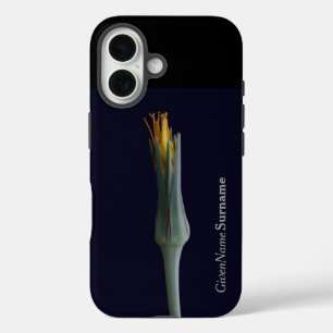 Coques iPhone 16 Nom personnalisé avec Fleur élégante en noir