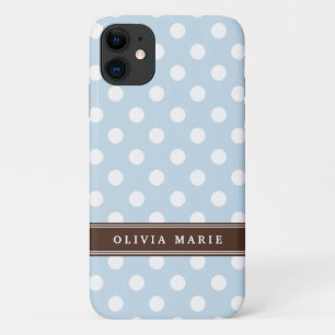 Case-Mate iPhone Case Nom personnalisé Baby Blue Pois Motif