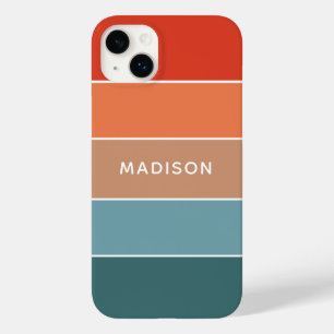Coque Pour iPhone 14 Plus Nom personnalisé bloc de couleur Terre coloré mode