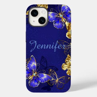 Coque Pour iPhone 14 Nom personnalisé Blue Butterfly iPhone/Coque ipad
