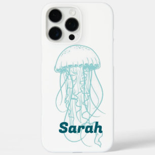Coques iPhone 16 Pro Max Nom personnalisé Blue Jellyfish iPhone 16 Pro Max
