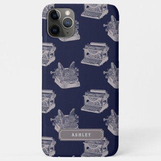 Coques Pour iPhone Nom personnalisé Blue Vintage Motif de machine à é