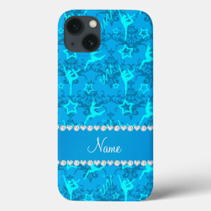 iPhone 13 Case Nom personnalisé ciel bleu damassé gymnastique