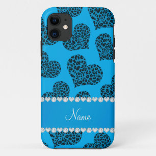 Case-Mate iPhone Case Nom personnalisé ciel bleu léopard coeurs