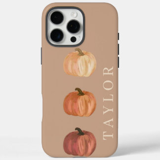 Coques iPhone 16 Pro Max Nom personnalisé Citrouille d'automne mou minimal