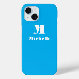 Coque Pour iPhone 15 Nom personnalisé Couleur solide initiale