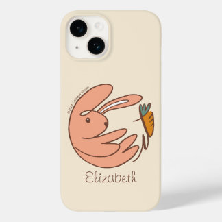 Coque Pour iPhone 14 Nom personnalisé Cute Bunny et Carrot Animal Art