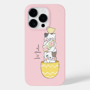 Coque Pour iPhone 14 Pro Nom personnalisé Cute Kittens