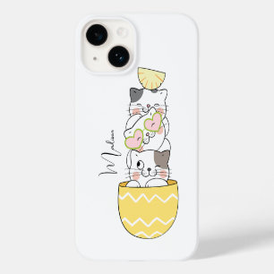 Coque Pour iPhone 14 Nom personnalisé Cute Kittens