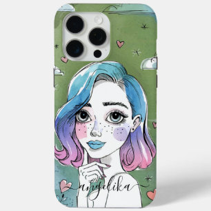 Coque iPhone 15 Pro Max Nom personnalisé de la fille peinte