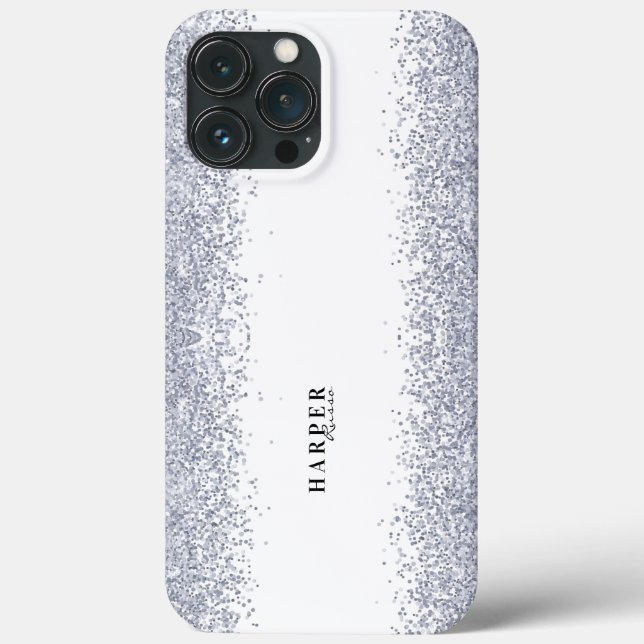 Coques Case-Mate iPhone Nom personnalisé de la Parties scintillant d'argen (Verso)