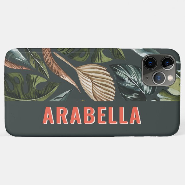 Coques Case-Mate iPhone Nom personnalisé de la plante tropicale (Dos (Horizontal))