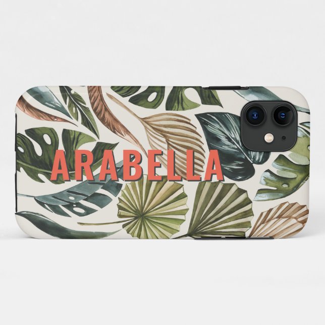 Coques Case-Mate iPhone Nom personnalisé de la plante tropicale (Dos (Horizontal))