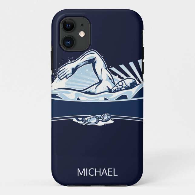 Coques Case-Mate iPhone Nom personnalisé de nageur libre | Sport (Dos)