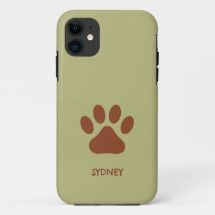 Case-Mate iPhone Case Nom personnalisé de patte chien Brown