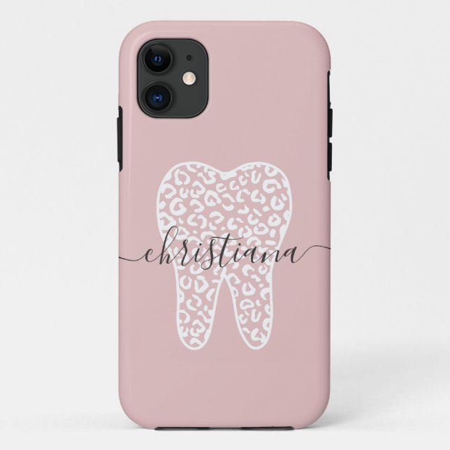 Coques Case-Mate iPhone Nom personnalisé Dental Empreinte de léopard Tooth (Dos)