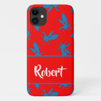 Nom personnalisé dragons bleus sur fond rouge