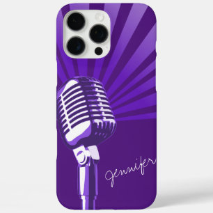 Coques iPhone 16 Pro Max Nom personnalisé du microphone rétro graphique vio