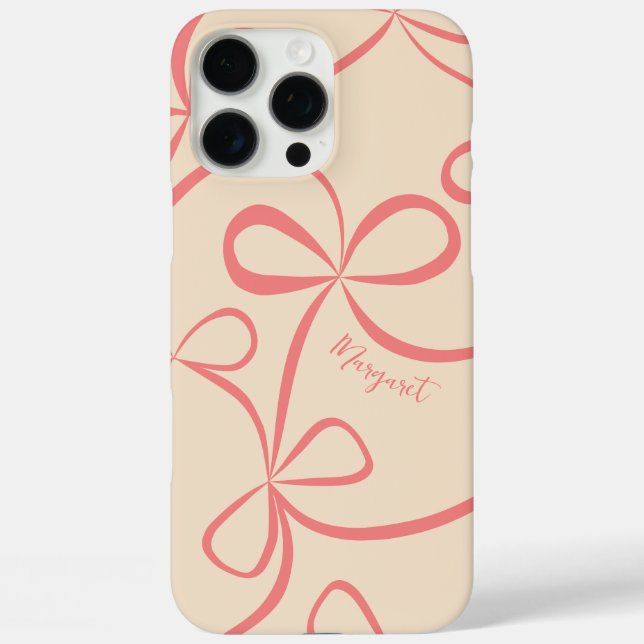 Coques Case-Mate iPhone Nom personnalisé du Motif Bow rose (Verso)