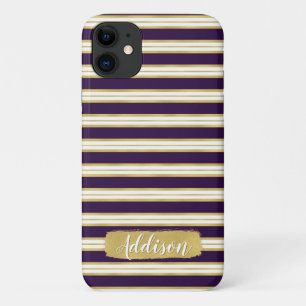 Case-Mate iPhone Case Nom personnalisé du Motif de bande dorée violet fo