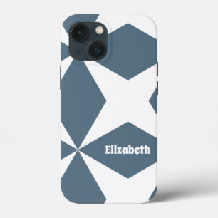 Case-Mate iPhone Case Nom personnalisé du Motif géométrique blanc et ble