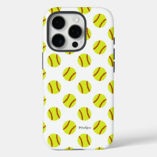 Coques iPhone 16 Pro Nom personnalisé du Motif Softball mignon