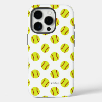Coques iPhone 16 Pro Nom personnalisé du Motif Softball mignon