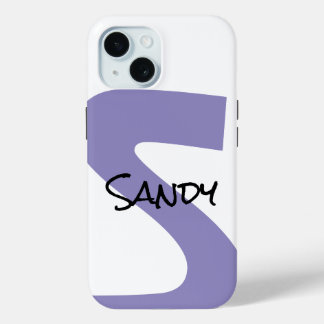 Coque Pour iPhone 15 Nom personnalisé écriture manuscrite violette mini