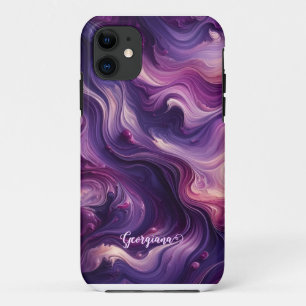 Case-Mate iPhone Case Nom personnalisé Effet peinture violet vibrant
