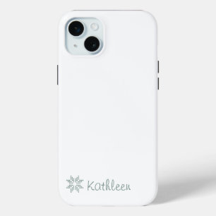 Coque iPhone 15 Mini Nom personnalisé Elégant Espagnol Vert Poinsettia