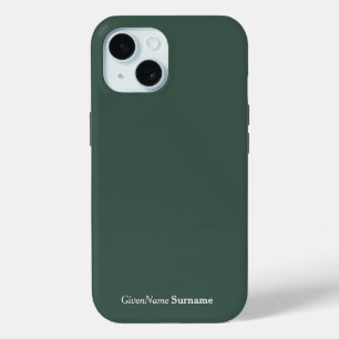Coque Pour iPhone 15 Nom personnalisé Elégant Minéral Vert Gris