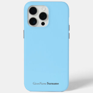 Coque iPhone 15 Pro Max Nom personnalisé Élégant Simple Clair Bleu Gris