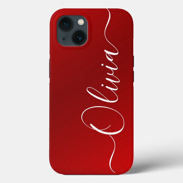 Coques Case-Mate iPhone Nom personnalisé en métal rouge moderne (Verso)