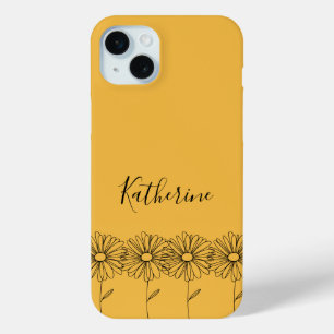 Coque iPhone 15 Mini Nom personnalisé Fleur de naissance marguerite d'a