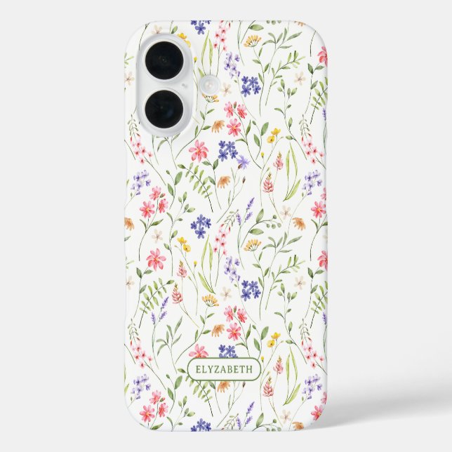 Coques Case-Mate iPhone Nom personnalisé fleur sauvage Blanc (Verso)