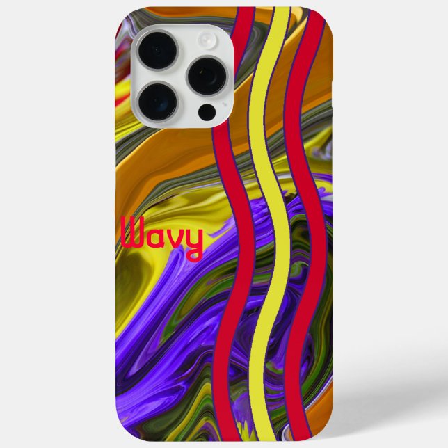 Coques Case-Mate iPhone Nom personnalisé Funky Liquide Vague Rouge Jaune (Verso)