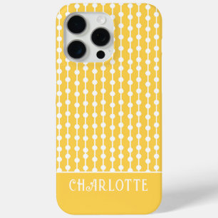 Coque iPhone 15 Pro Max Nom personnalisé géométrique jaune blanc