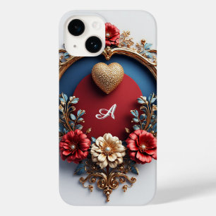 Coque Pour iPhone 14 Nom personnalisé Golden Heart Glow ✨ Perle Chic