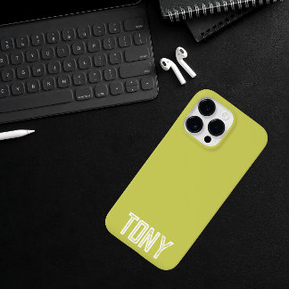 Coque Pour Pour iPhone 14 Pro Max Nom personnalisé jaune uni Monogramme