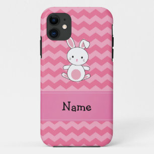 Etui iPhone Case-Mate Nom personnalisé lapin chevrons roses