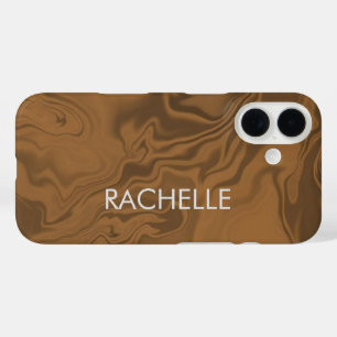 Coques iPhone 16 Nom personnalisé marbre brun texture