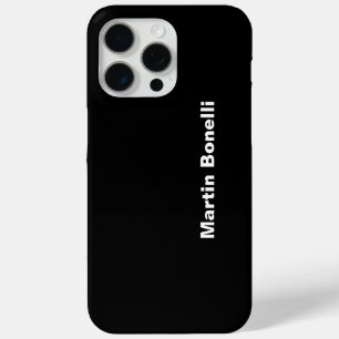 Coque iPhone 15 Pro Max Nom personnalisé Minimaliste moderne noir blanc
