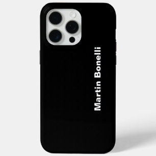 Coque iPhone 15 Pro Max Nom personnalisé Minimaliste moderne noir blanc