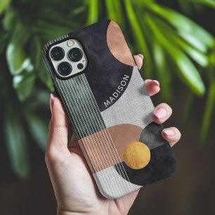 Coques iPhone 16 Pro Max Nom personnalisé moderne abstrait géométrique marb