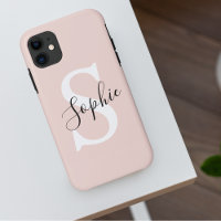 Nom personnalisé moderne Monogram Pastel Rose