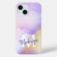 Nom personnalisé Monogram Purple Aquarelle Luxe