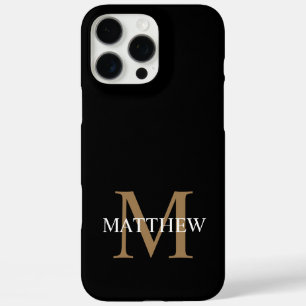 Coques iPhone 16 Pro Max Nom personnalisé Monogramme noir