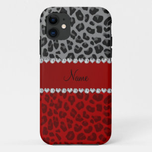 Coque Case-Mate Pour iPhone Nom personnalisé motif léopard rouge gris