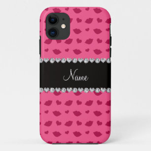 Etui iPhone Case-Mate Nom personnalisé motif rose lèvres et coeurs