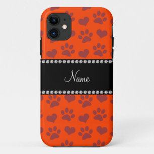 Case-Mate iPhone Case Nom personnalisé néon orangé coeur et empreinte de